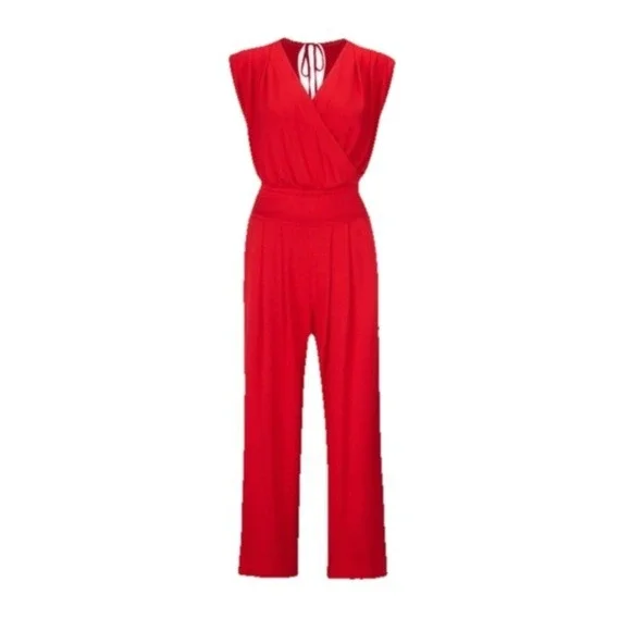 Cabi Jumpsuit Uptown Playsuit Sz M Red Soft Knit Sexy Comfy Stretchy Travel - Picture 1 of 9